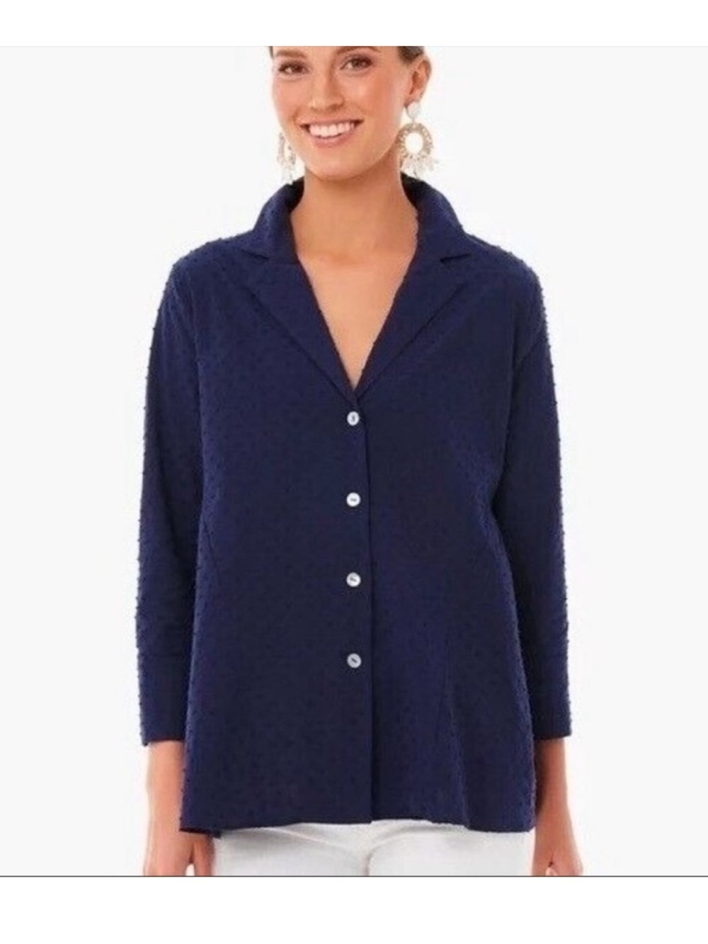 Pomander Place x Tuckernuck Navy Blue Swiss Dot Scarlett Top